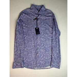 Stone Rose Diamond Knit Print Dress Shirt Men’s Size M Blue Long Sleeve NWT